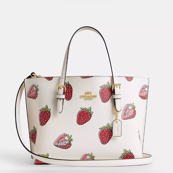 NWT Coach! Mollie Tote Bag 25 With Strawberry Print🍓 - Picture 1 of 12